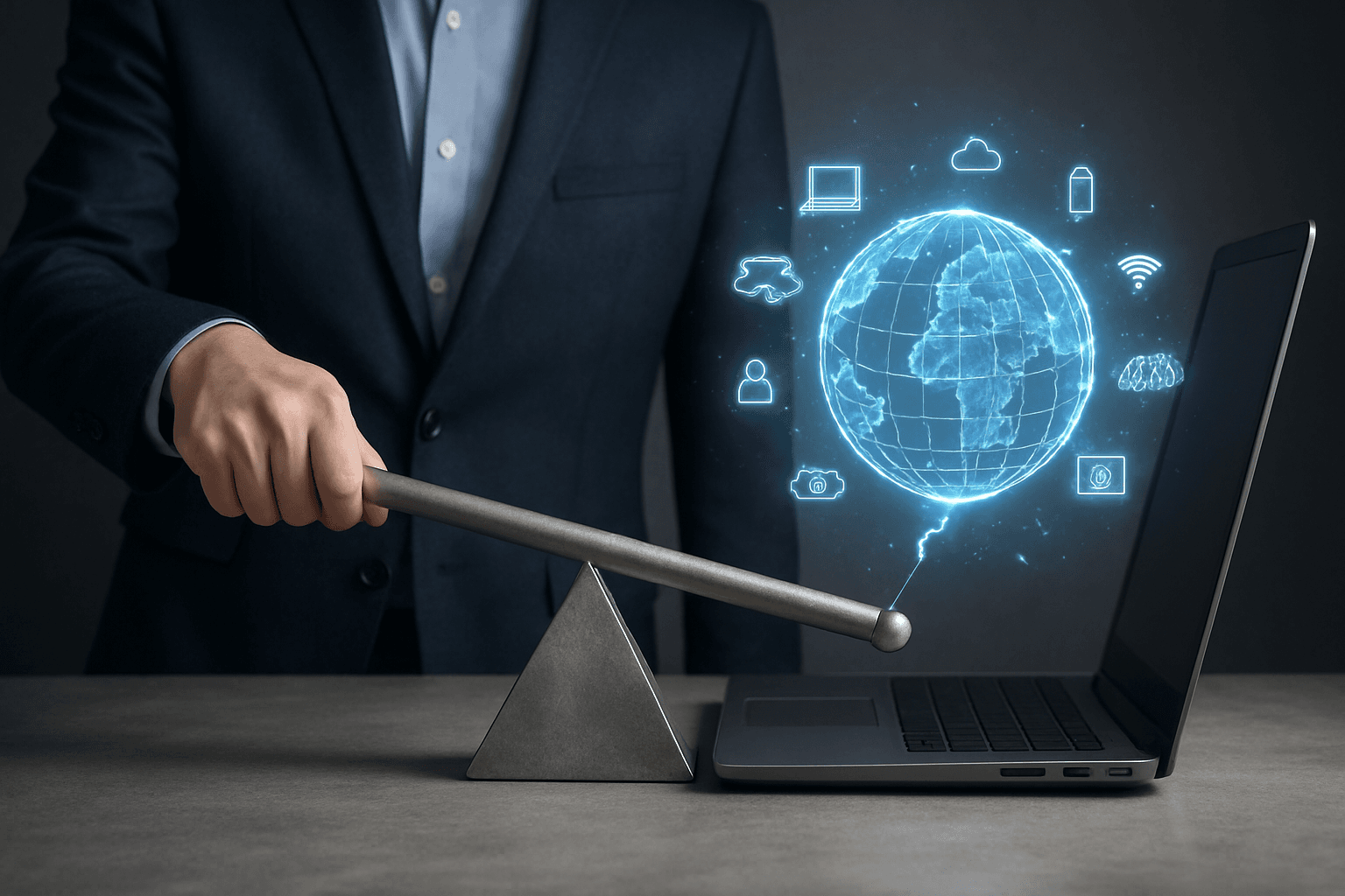 Equipo de trabajo colaborando en un entorno tecnologico